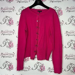 Anne Klein cardigan snap button down pink silver hardware stretchy cute y2k
